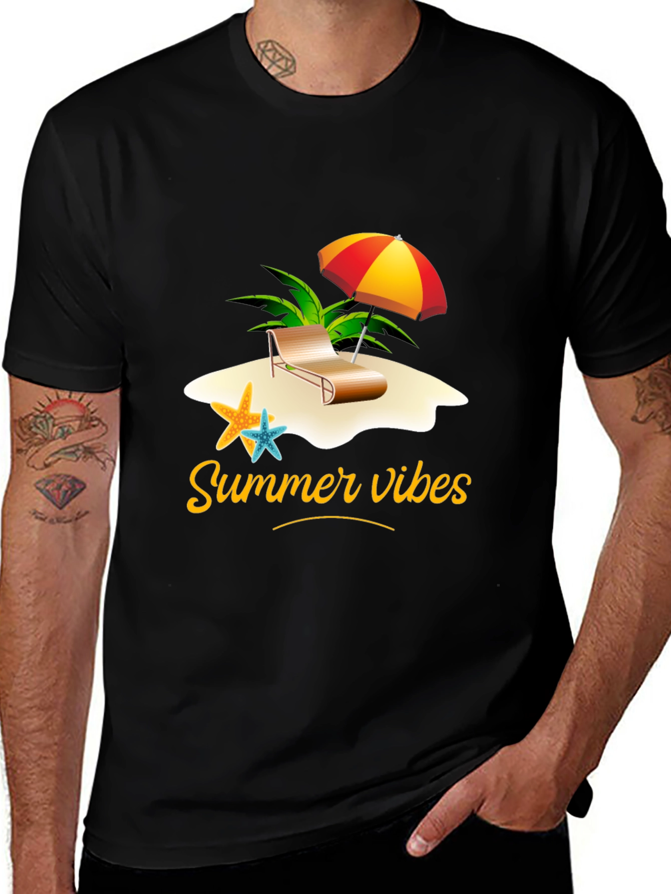 Summer Vibes Black Graphic T-Shirt