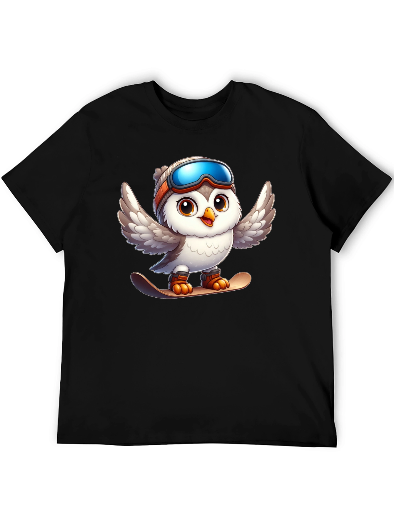 Snowboarding Owl Graphic Tee - Fun Winter Design