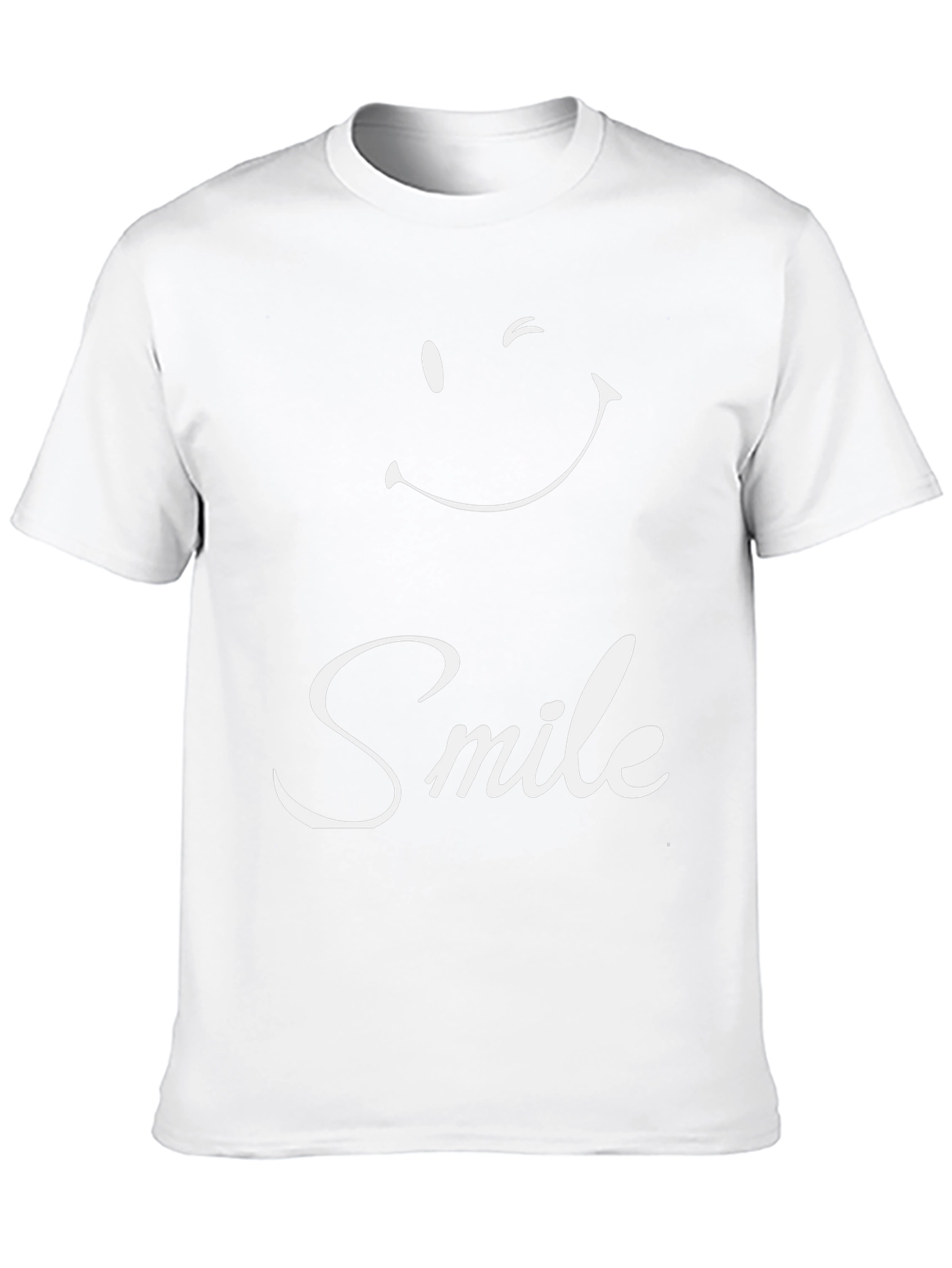 Smile Graphic Tee - Black Crew Neck Casual Shirt