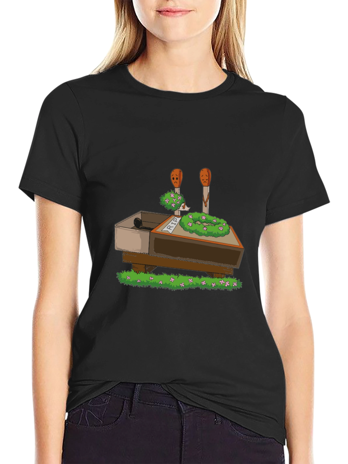 RIP Funny Matchsticks T-Shirt - Black Cotton Tee
