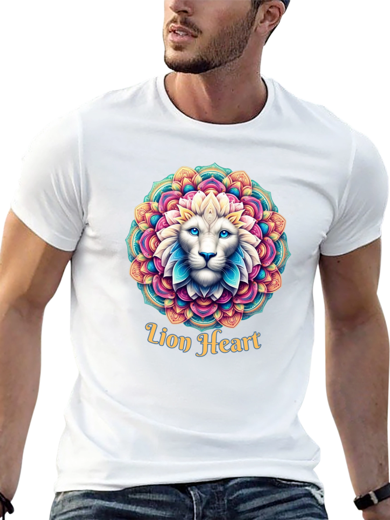 Lion Heart Mandala Graphic Tee - Black