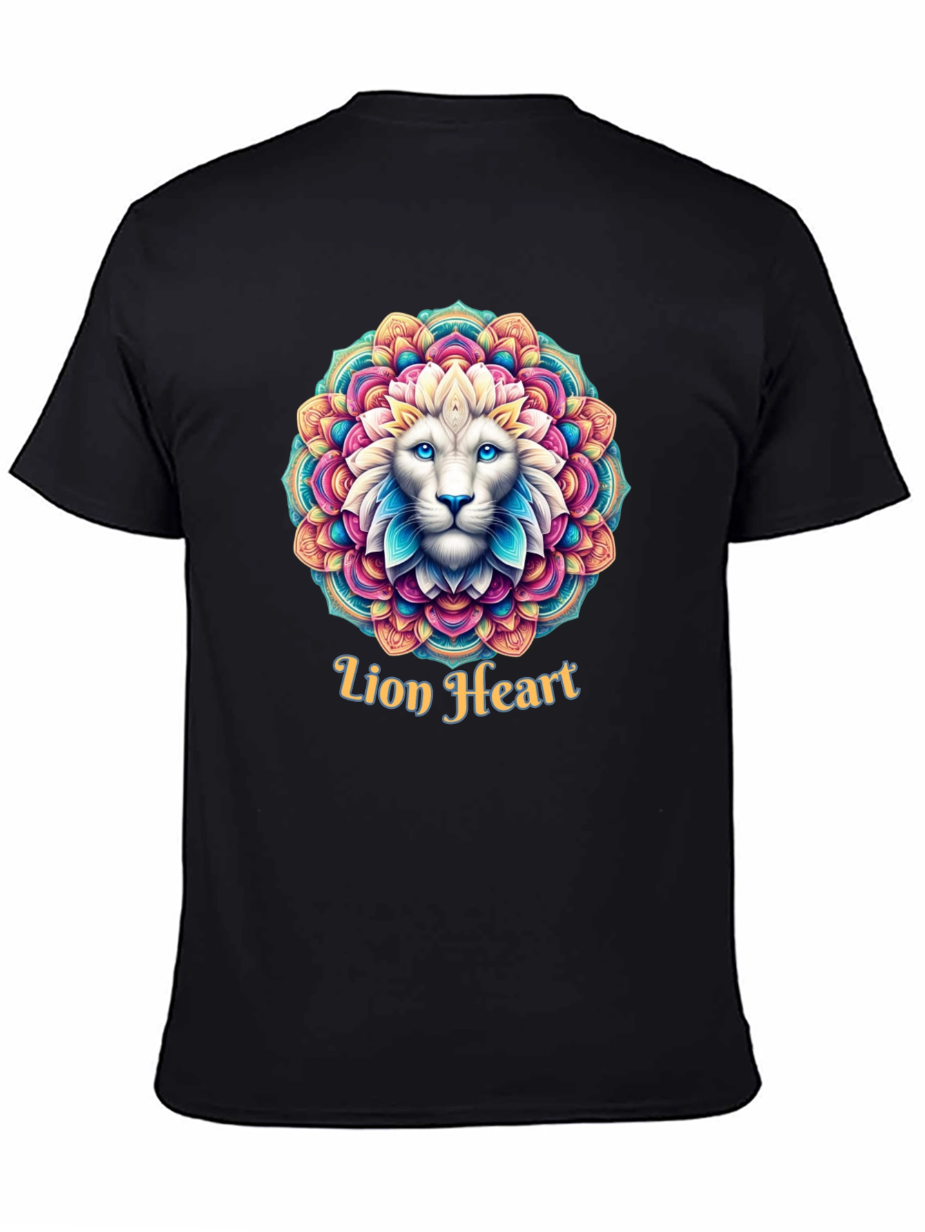 Lion Heart Mandala Graphic Tee - Black