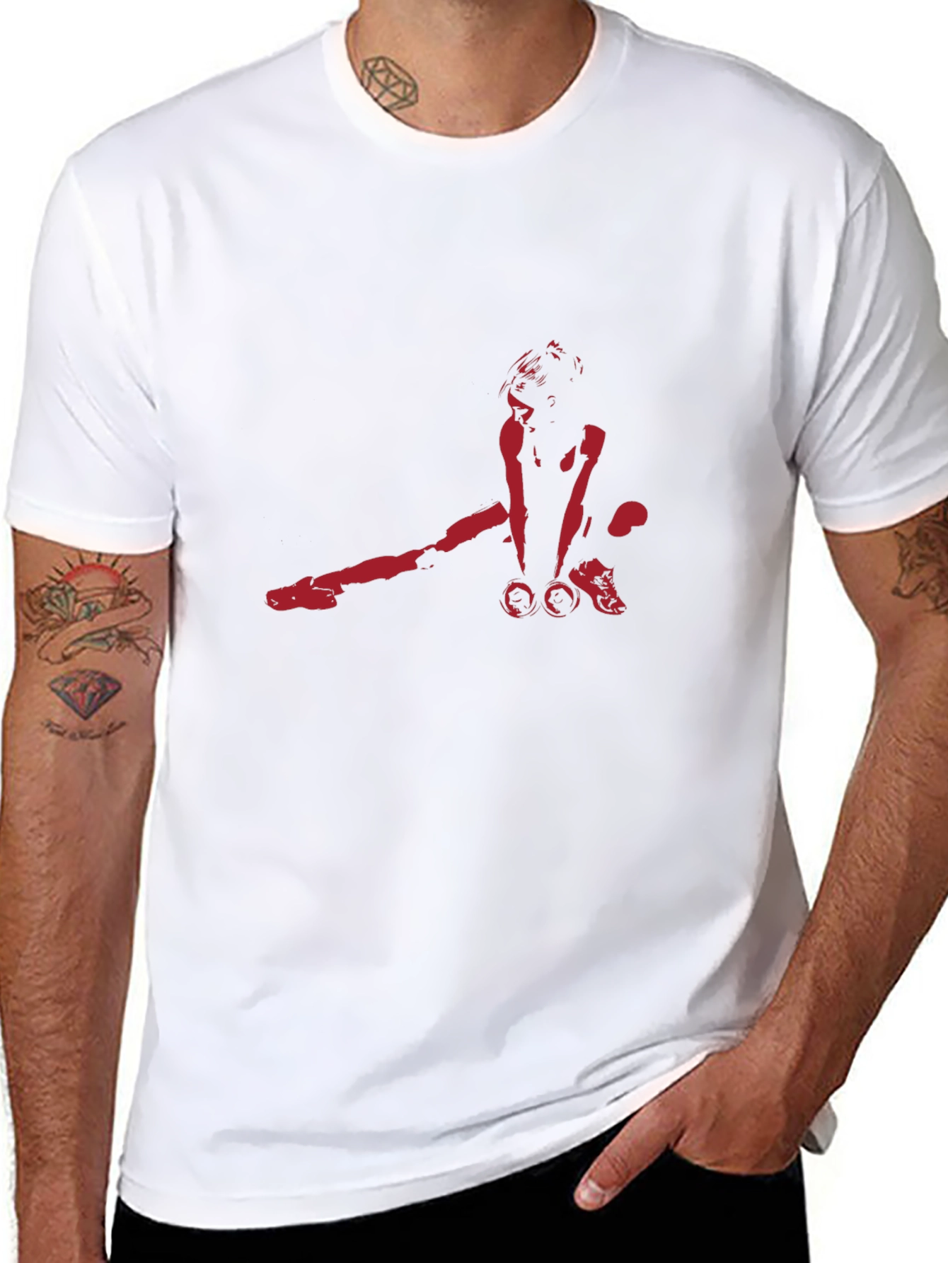Striking Red Silhouette Graphic Black T-Shirt