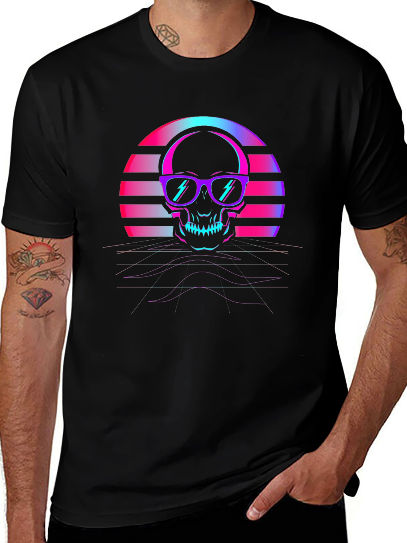 Retro Skull T-Shirt - 80s Style Graphic Tee