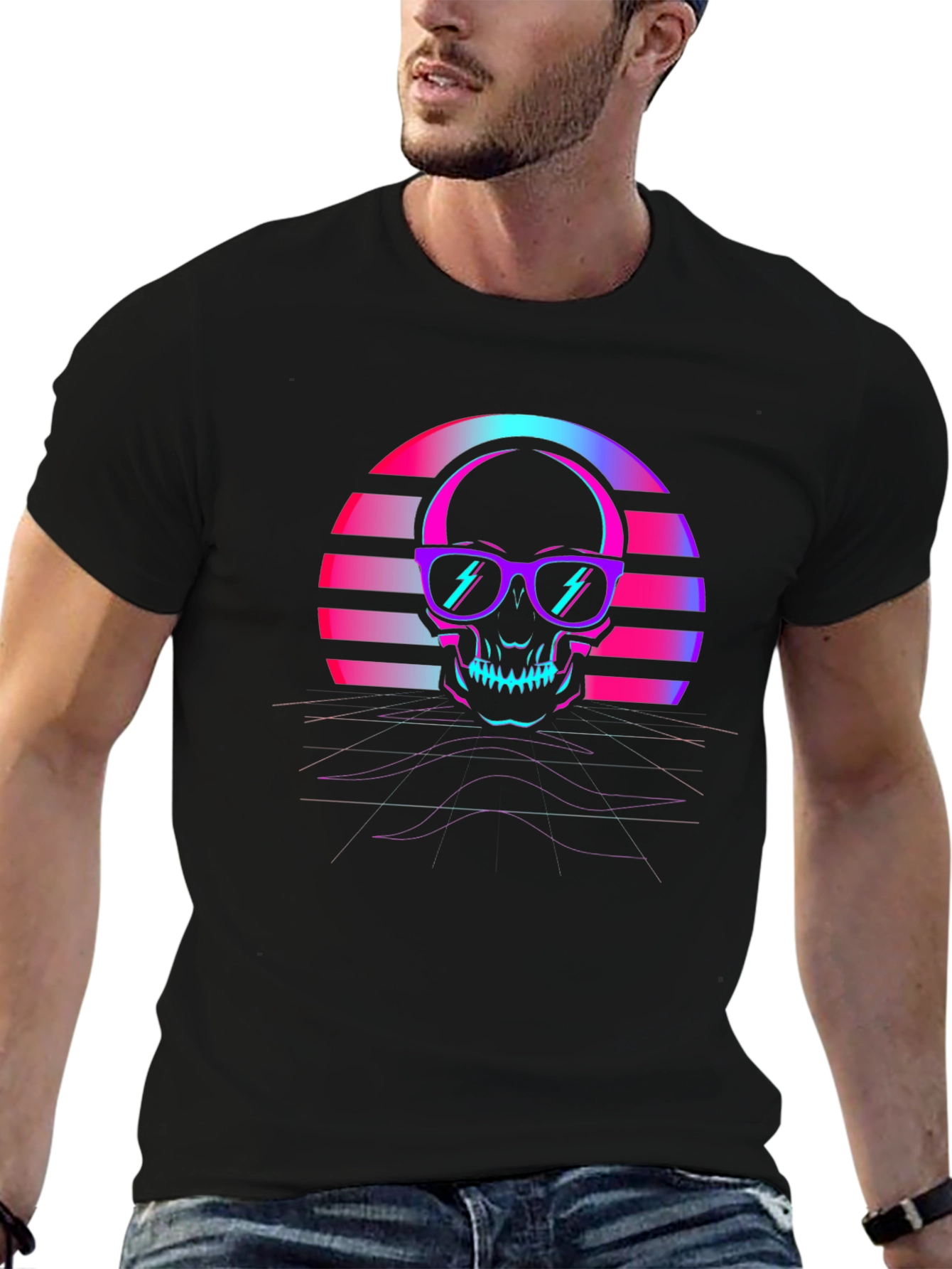 Retro Skull T-Shirt - 80s Style Graphic Tee
