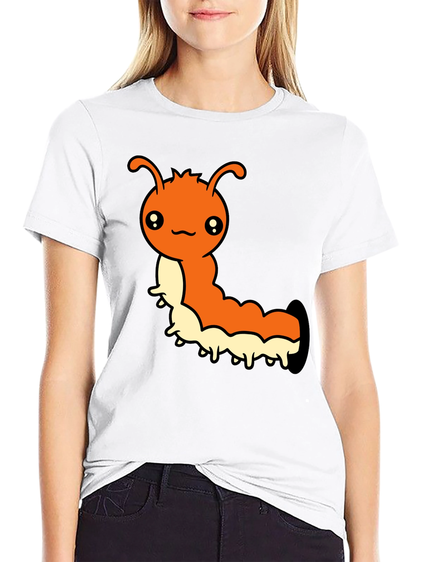 Cute Cartoon Caterpillar Graphic T-Shirt