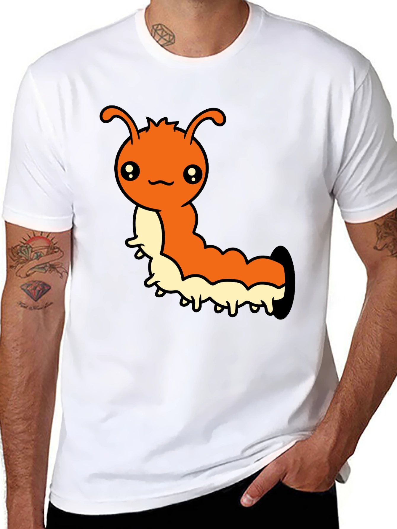 Cute Cartoon Caterpillar Graphic T-Shirt