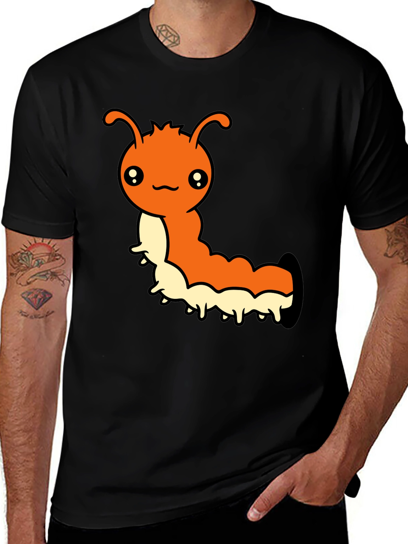 Cute Cartoon Caterpillar Graphic T-Shirt