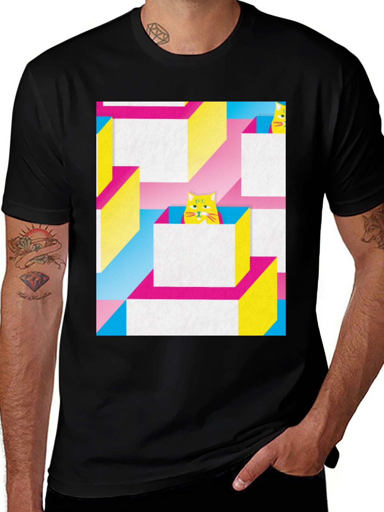 Geometric Cat T-Shirt