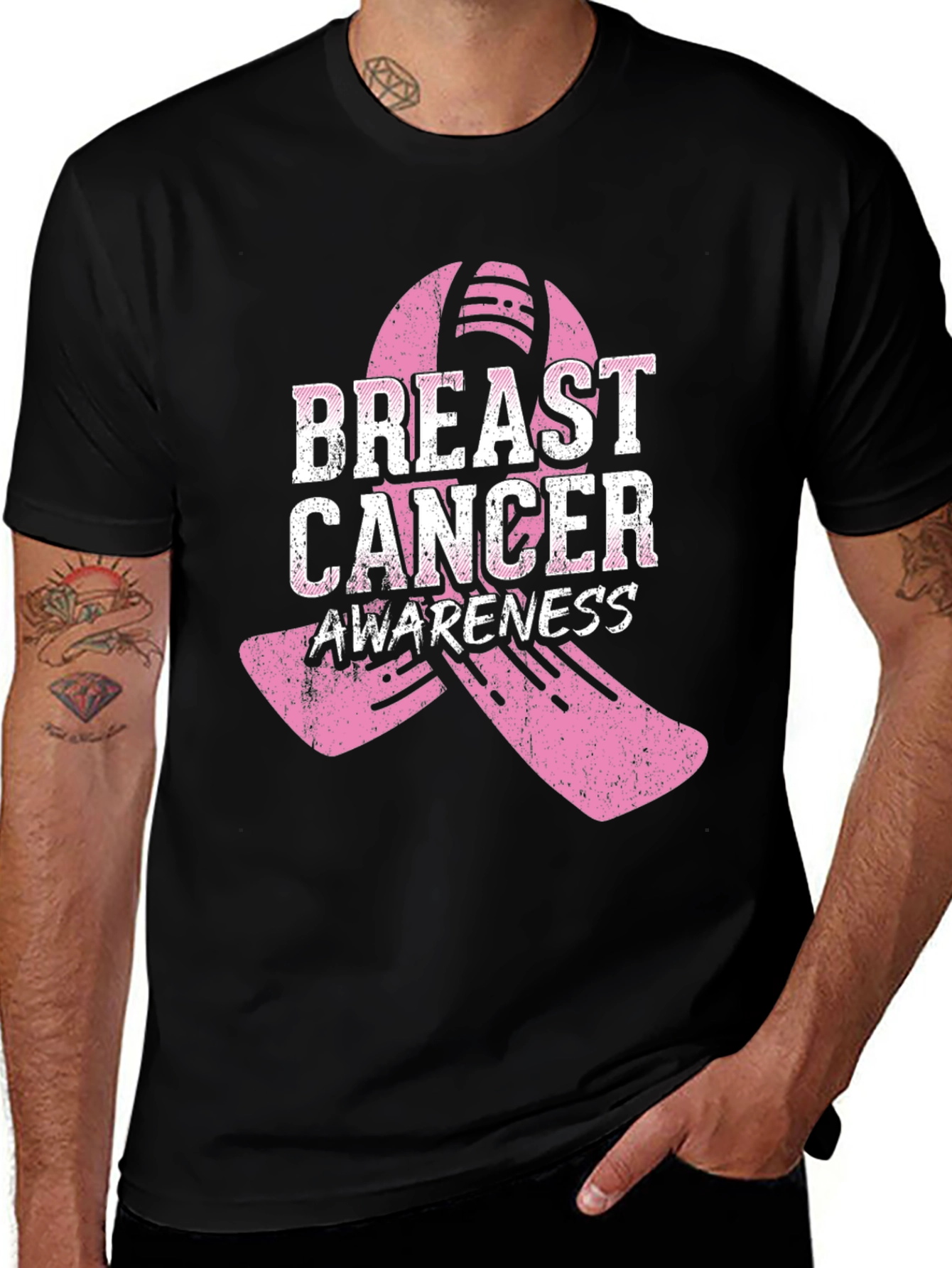 Breast Cancer Awareness Ribbon Graphic Tee