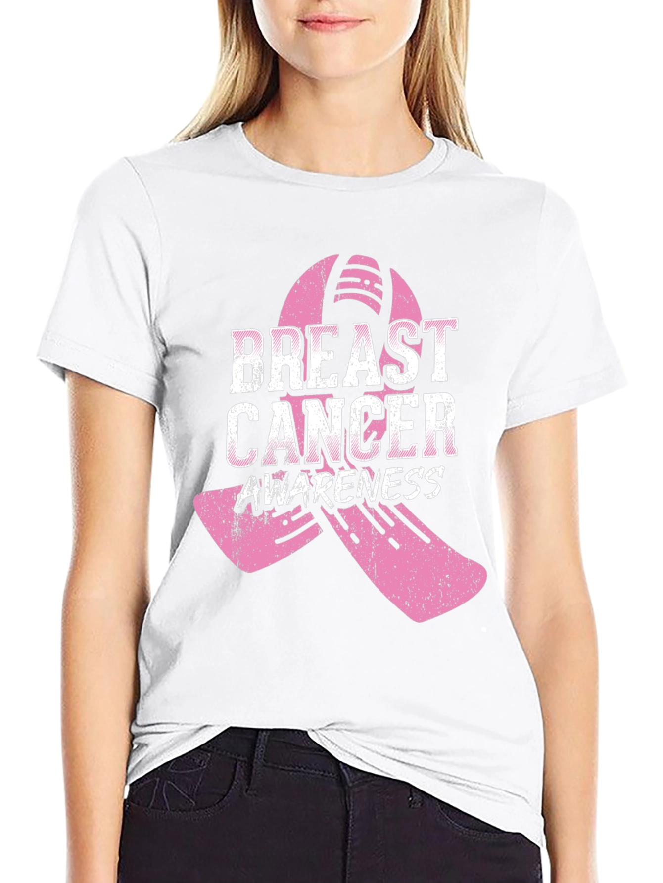 Breast Cancer Awareness Ribbon Graphic Tee
