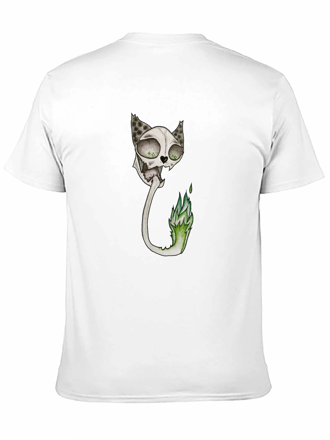 Spooky Cat Skeleton Graphic Black T-Shirt