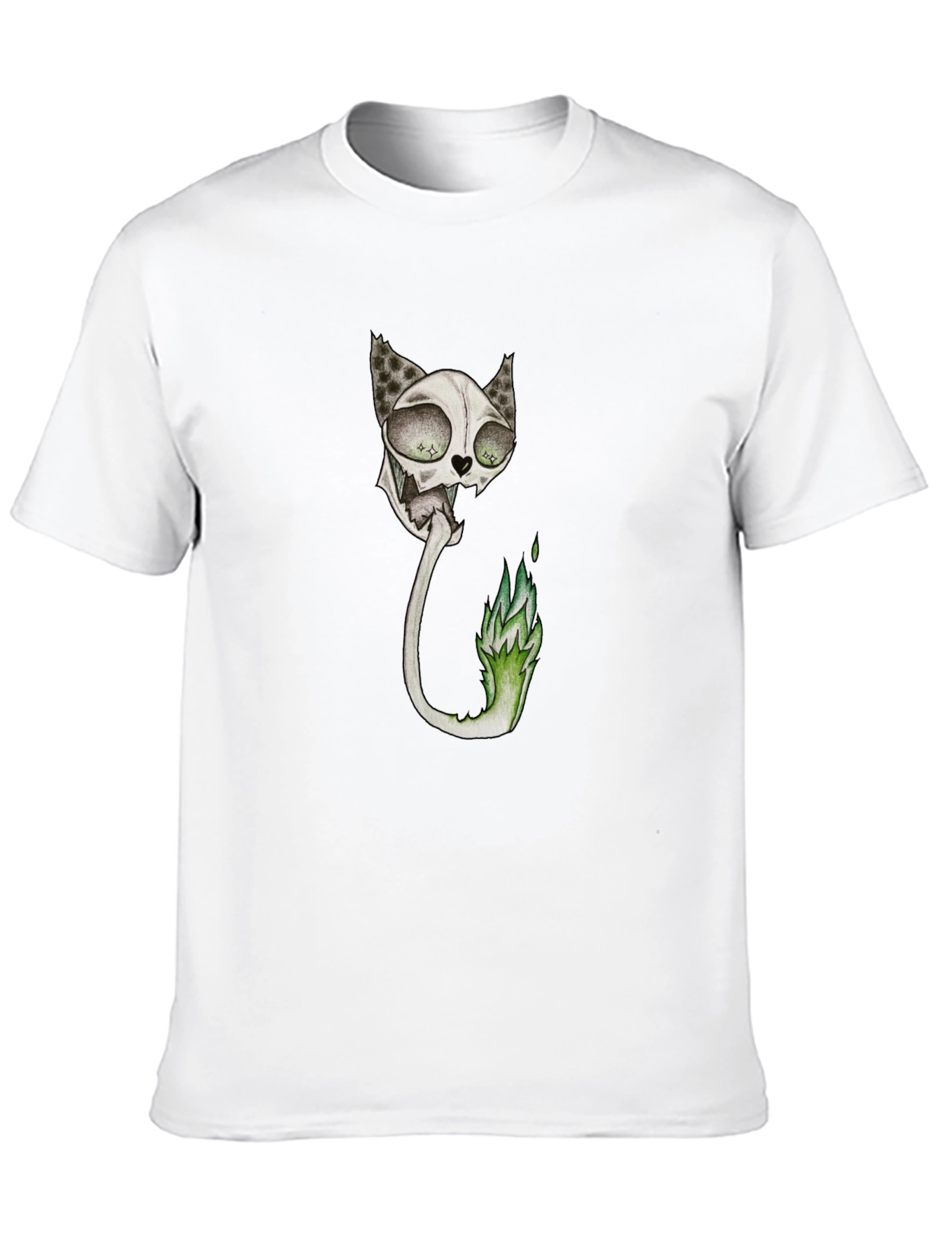 Spooky Cat Skeleton Graphic Black T-Shirt
