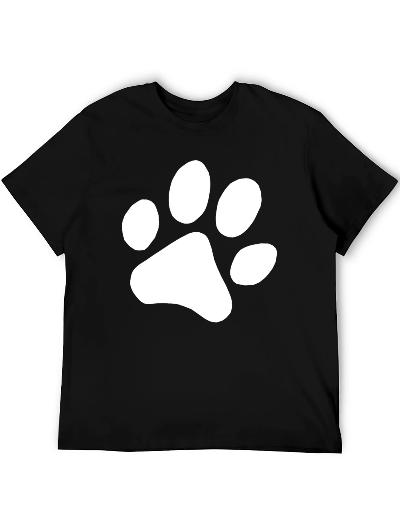 Black T-Shirt with White Paw Print Design