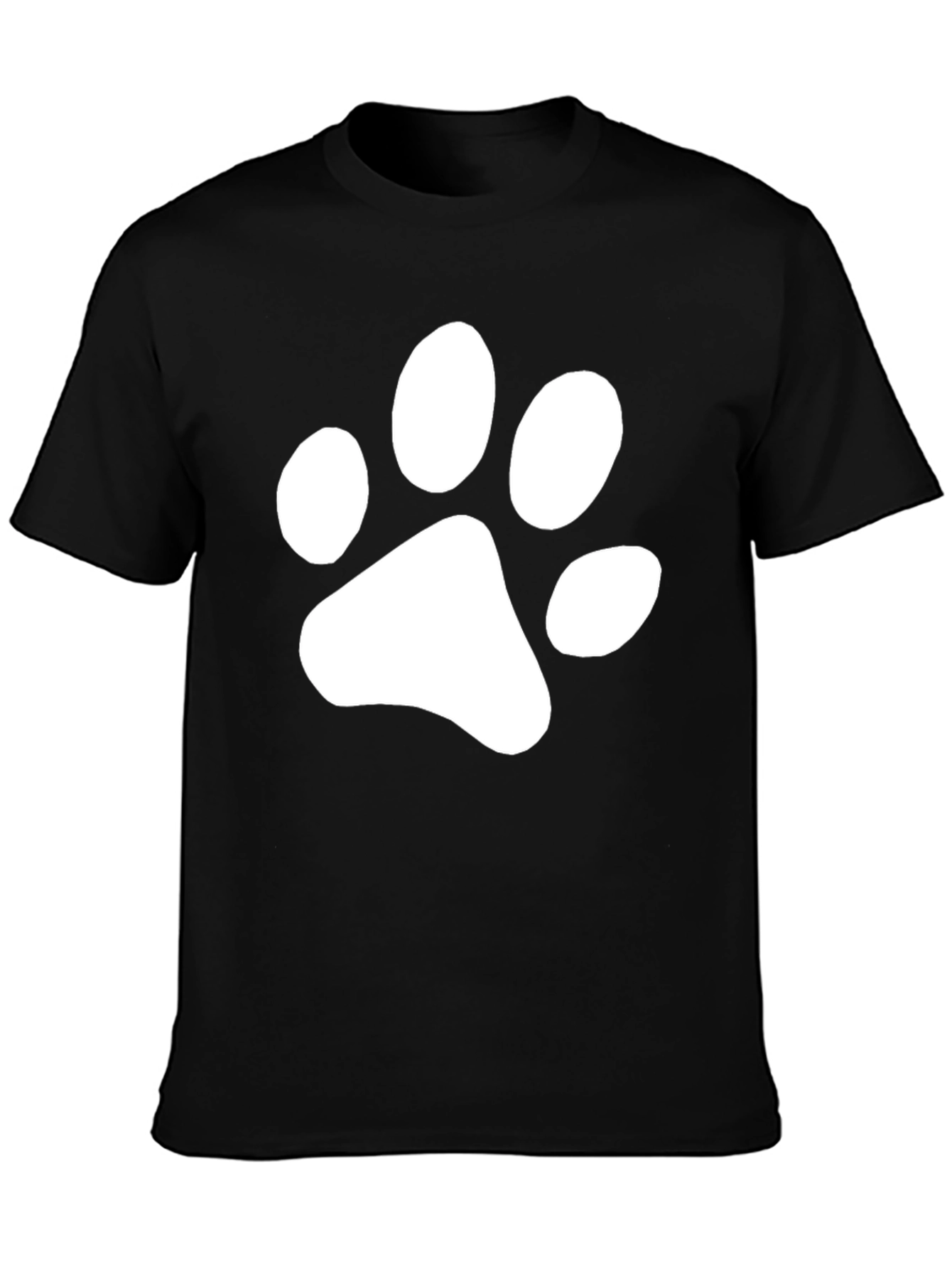 Black T-Shirt with White Paw Print Design