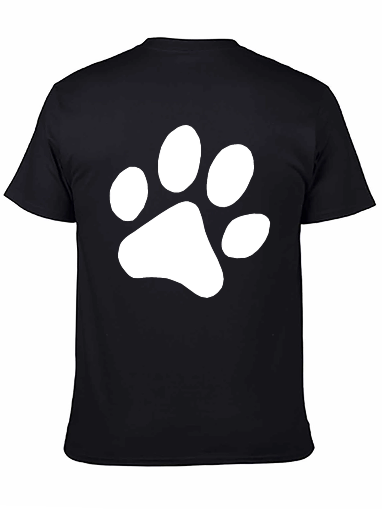 Black T-Shirt with White Paw Print Design