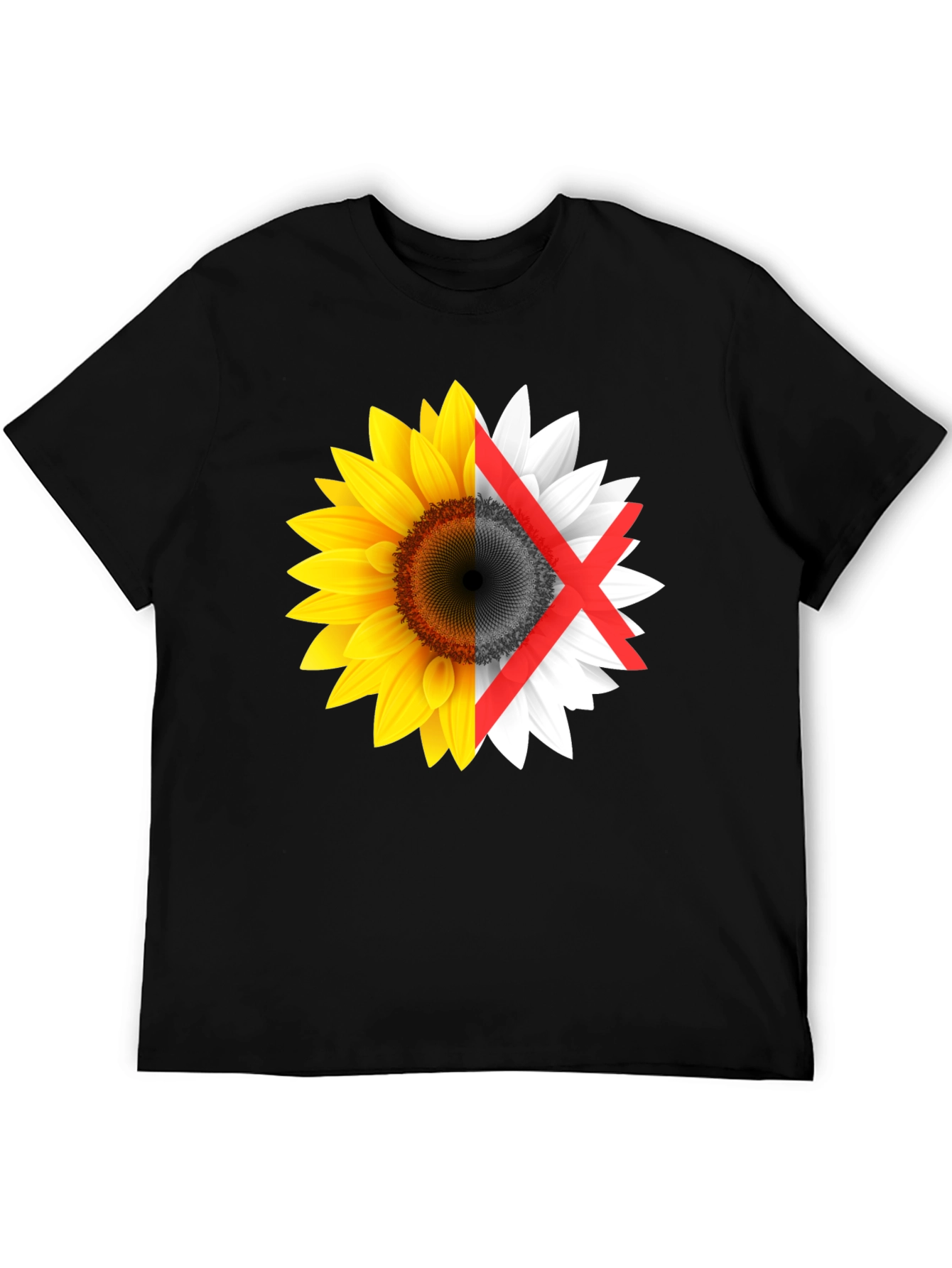 Sunflower Split Design Graphic Tee
