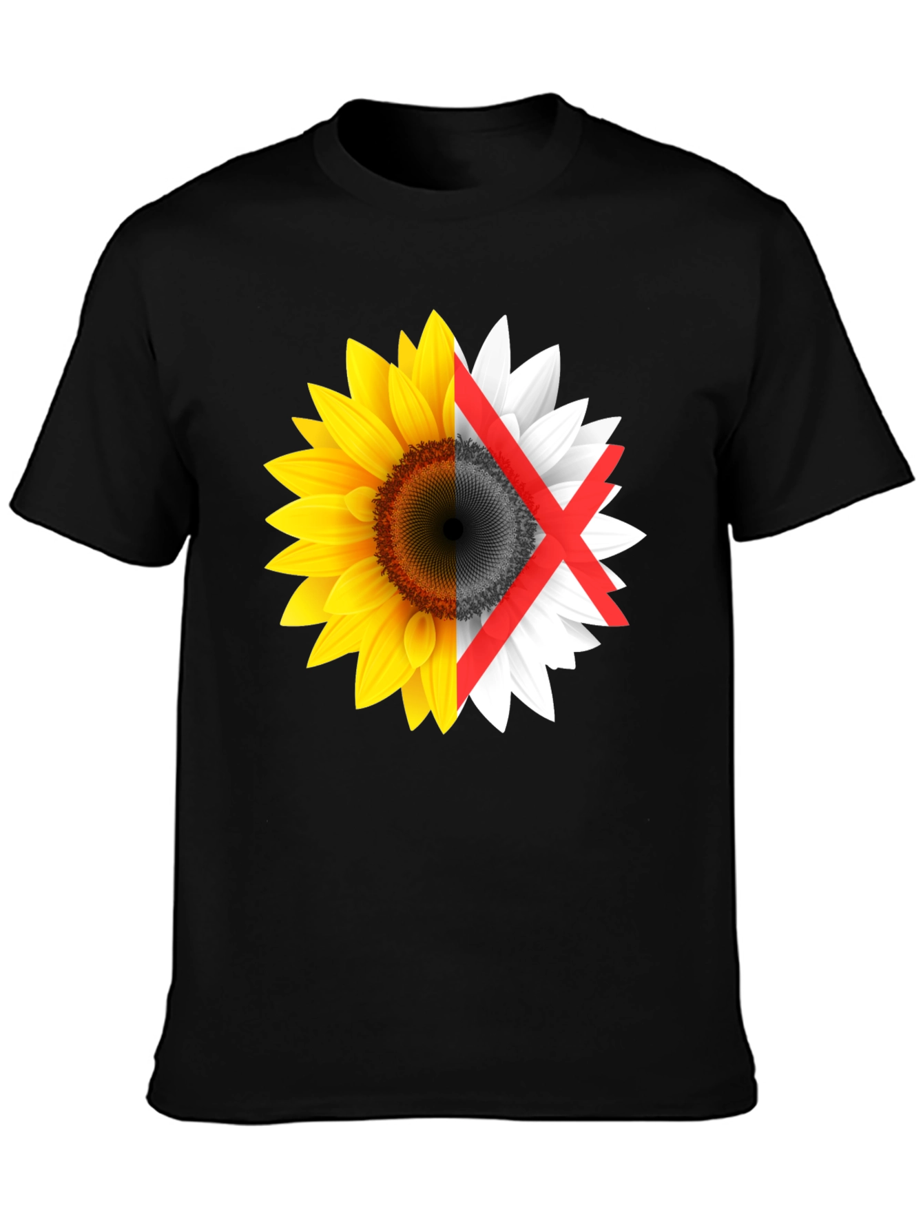 Sunflower Split Design Graphic Tee