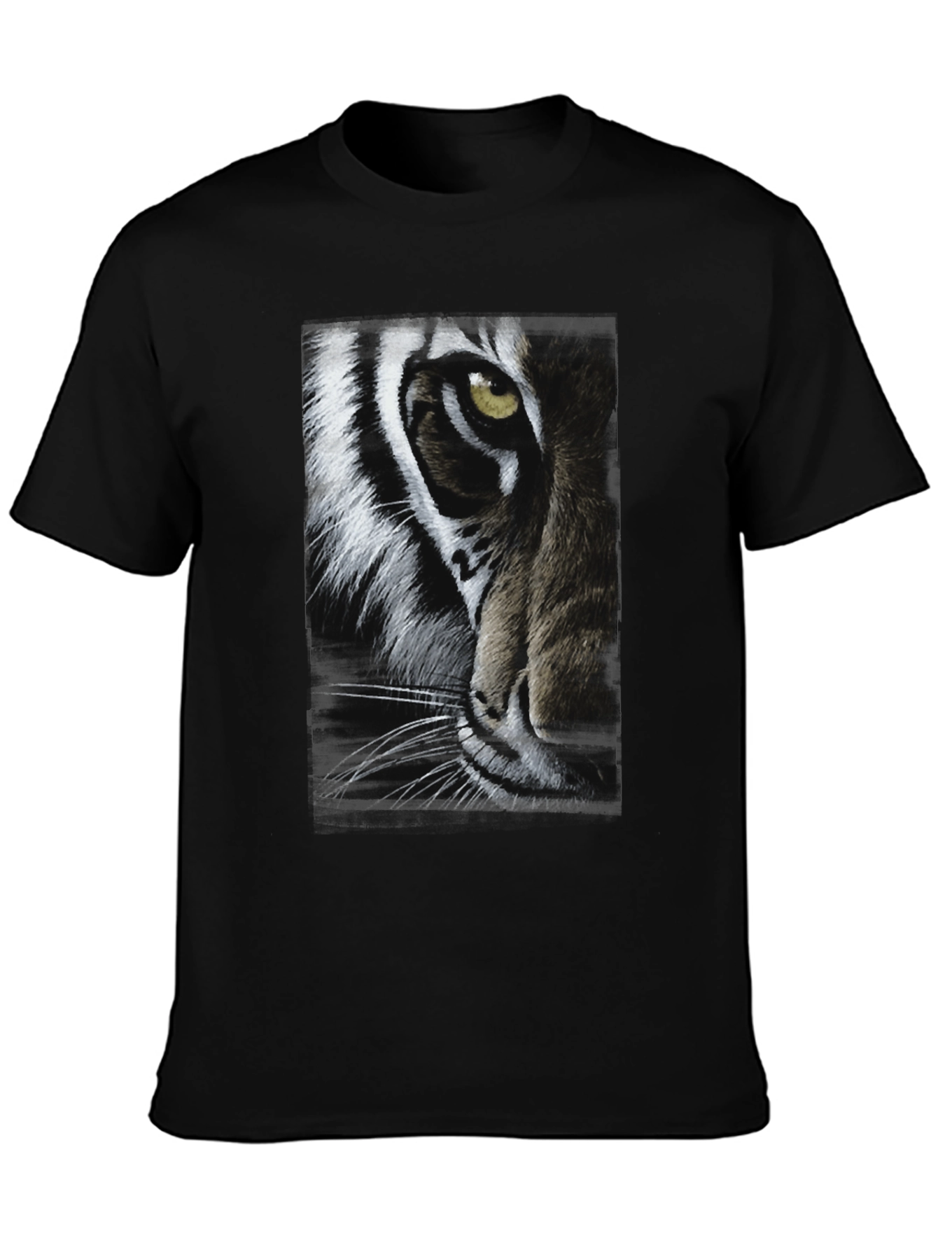 Tiger Face Graphic Print Black T-Shirt