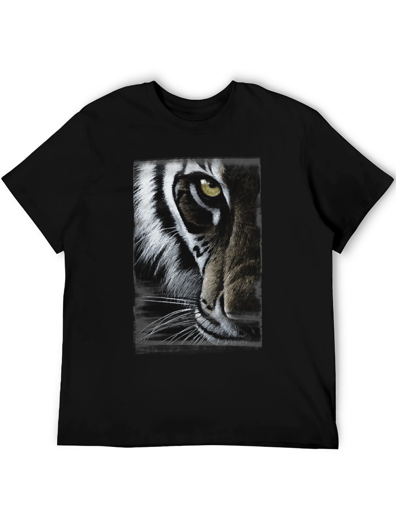 Tiger Face Graphic Print Black T-Shirt