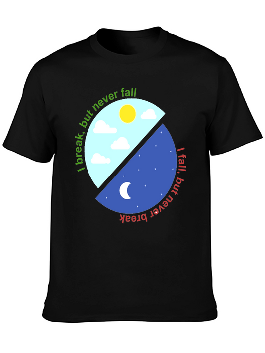 Yin Yang T-Shirt - I Break But Never Fall Design