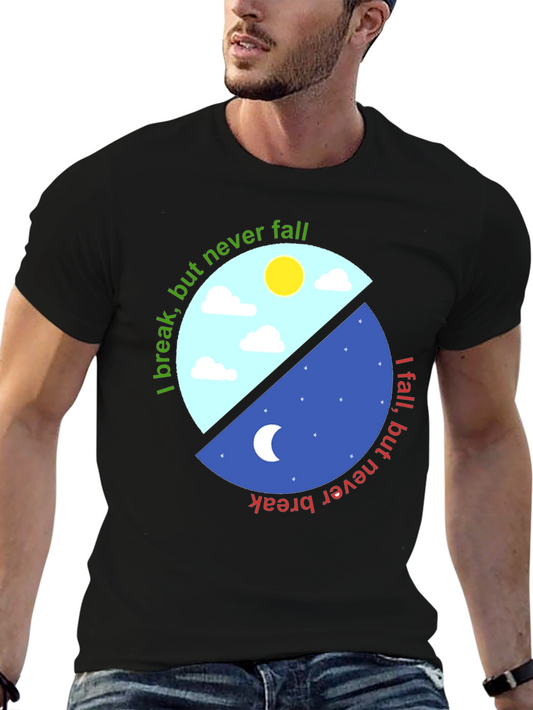 Yin Yang T-Shirt - I Break But Never Fall Design