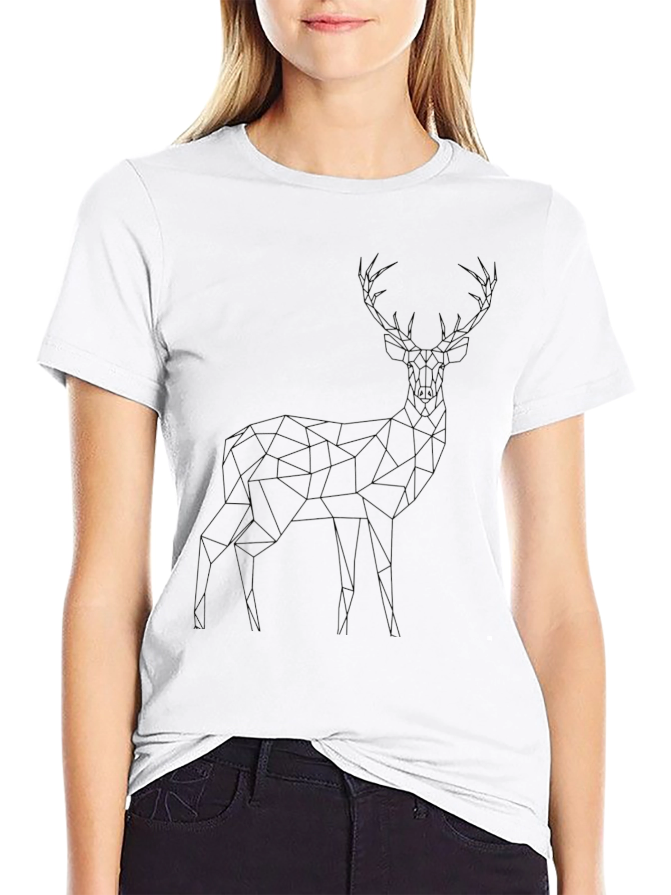 Geometric Deer Graphic Tee - Modern Style