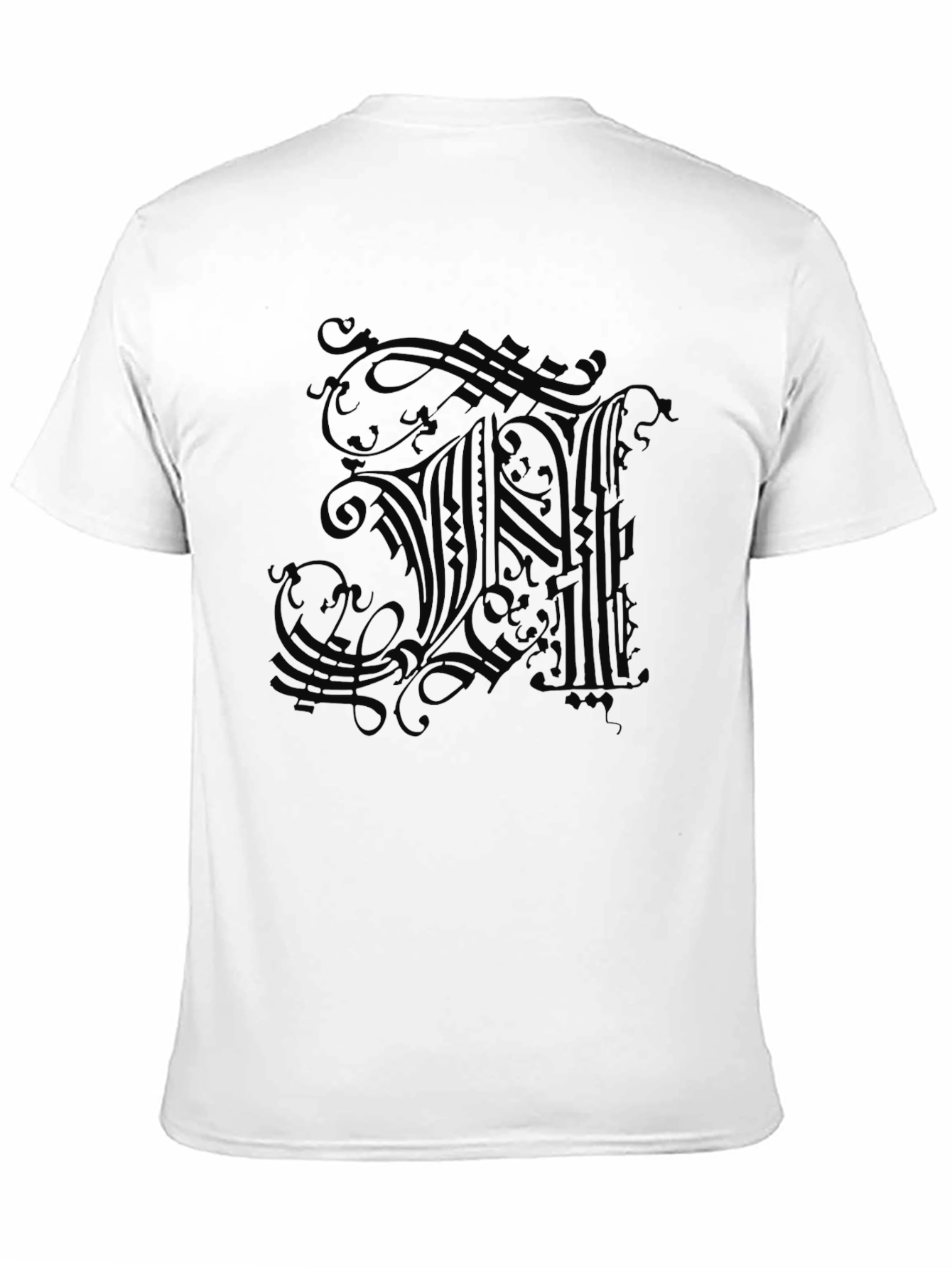 Ornate Letter Graphic Black T-Shirt