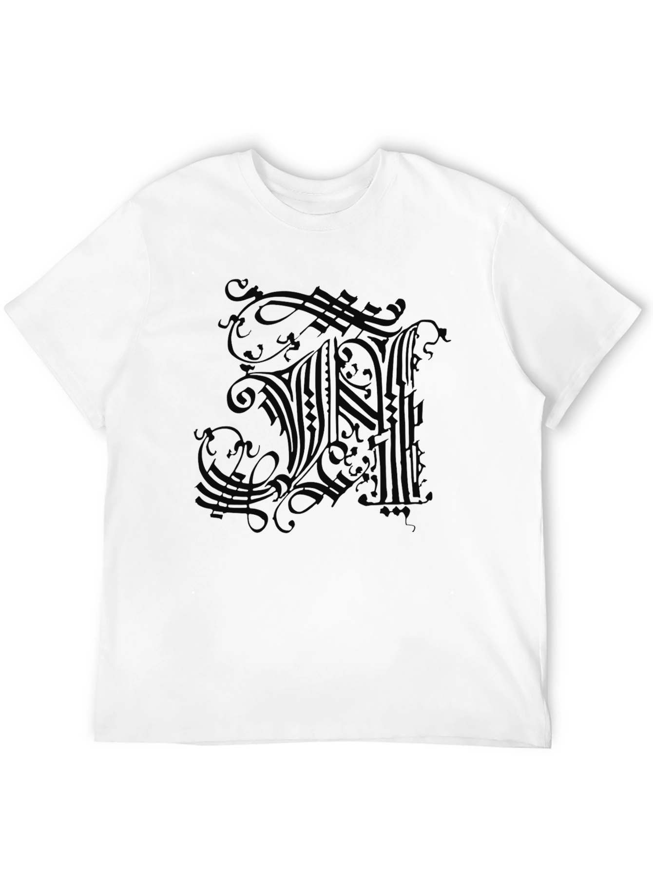 Ornate Letter Graphic Black T-Shirt