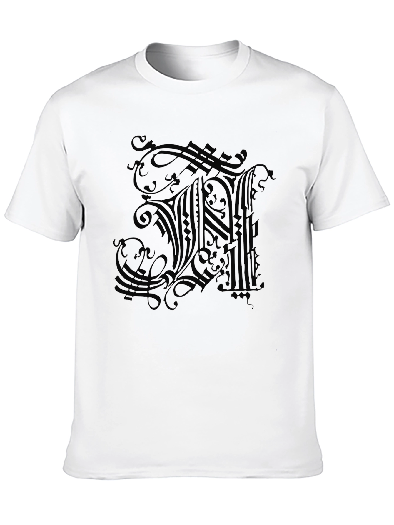 Ornate Letter Graphic Black T-Shirt