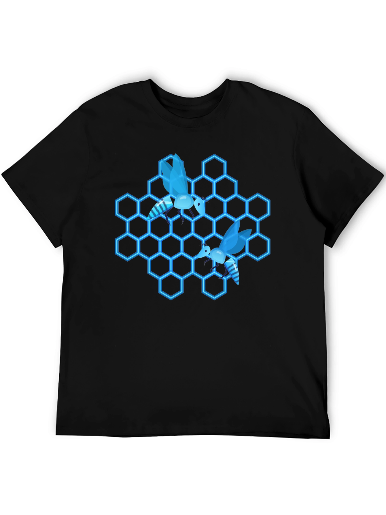 Honeycomb Bee Graphic Tee - Cool Black T-Shirt
