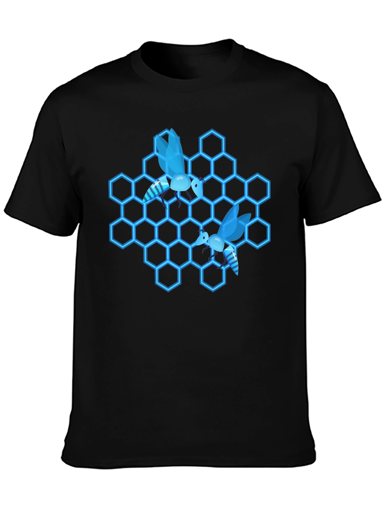 Honeycomb Bee Graphic Tee - Cool Black T-Shirt