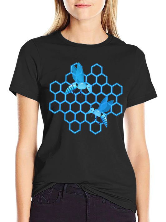 Honeycomb Bee Graphic Tee - Cool Black T-Shirt