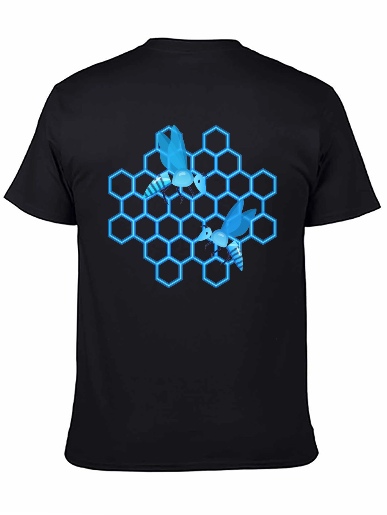 Honeycomb Bee Graphic Tee - Cool Black T-Shirt