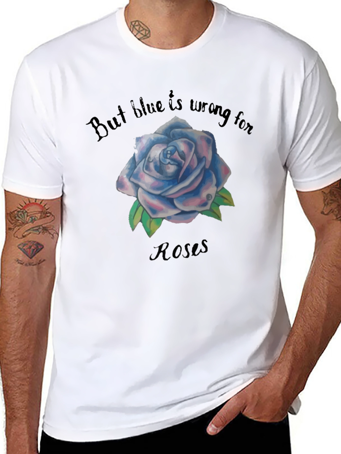 Blue Rose Graphic Black Tee