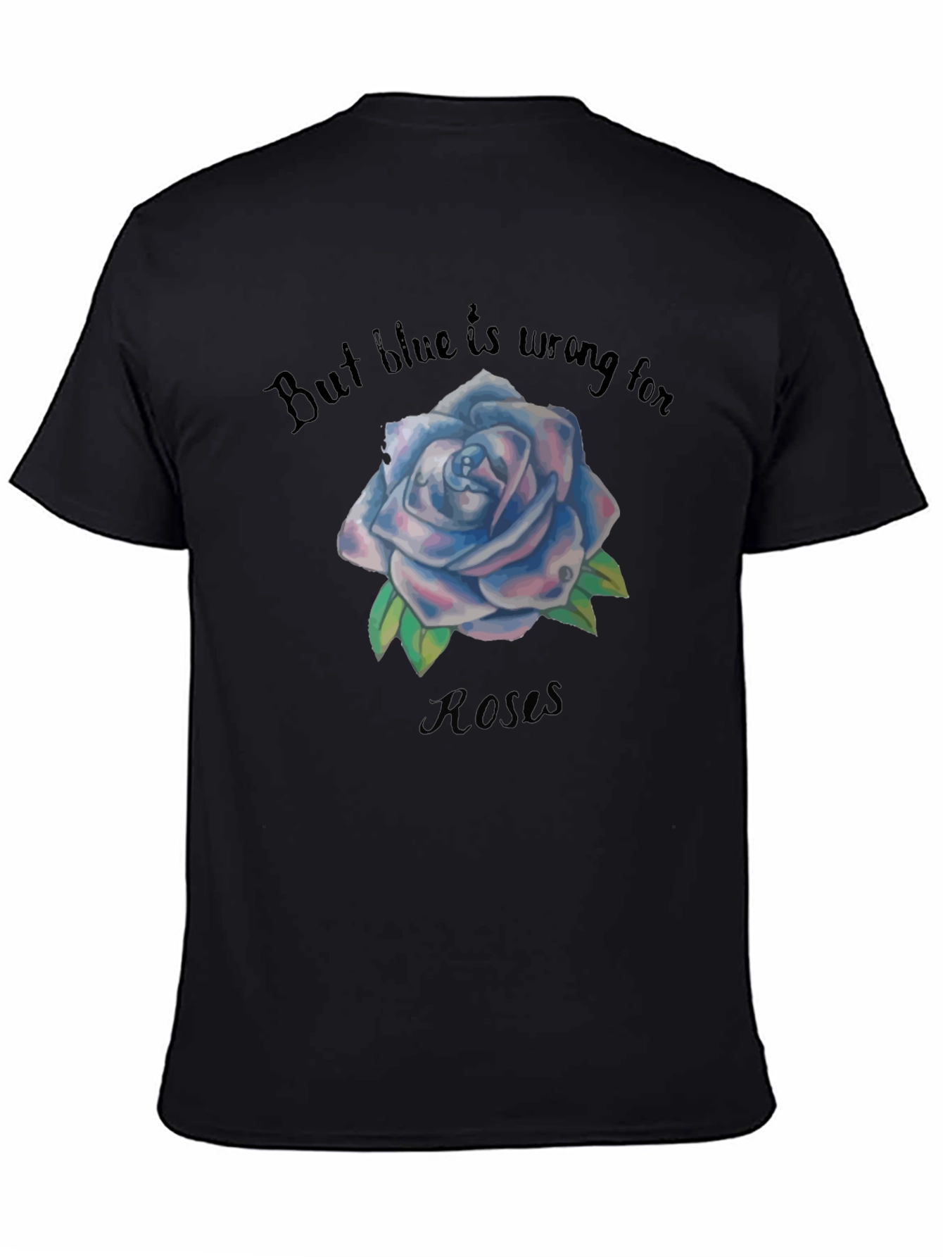 Blue Rose Graphic Black Tee