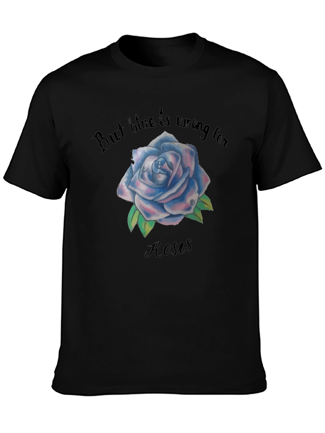 Blue Rose Graphic Black Tee