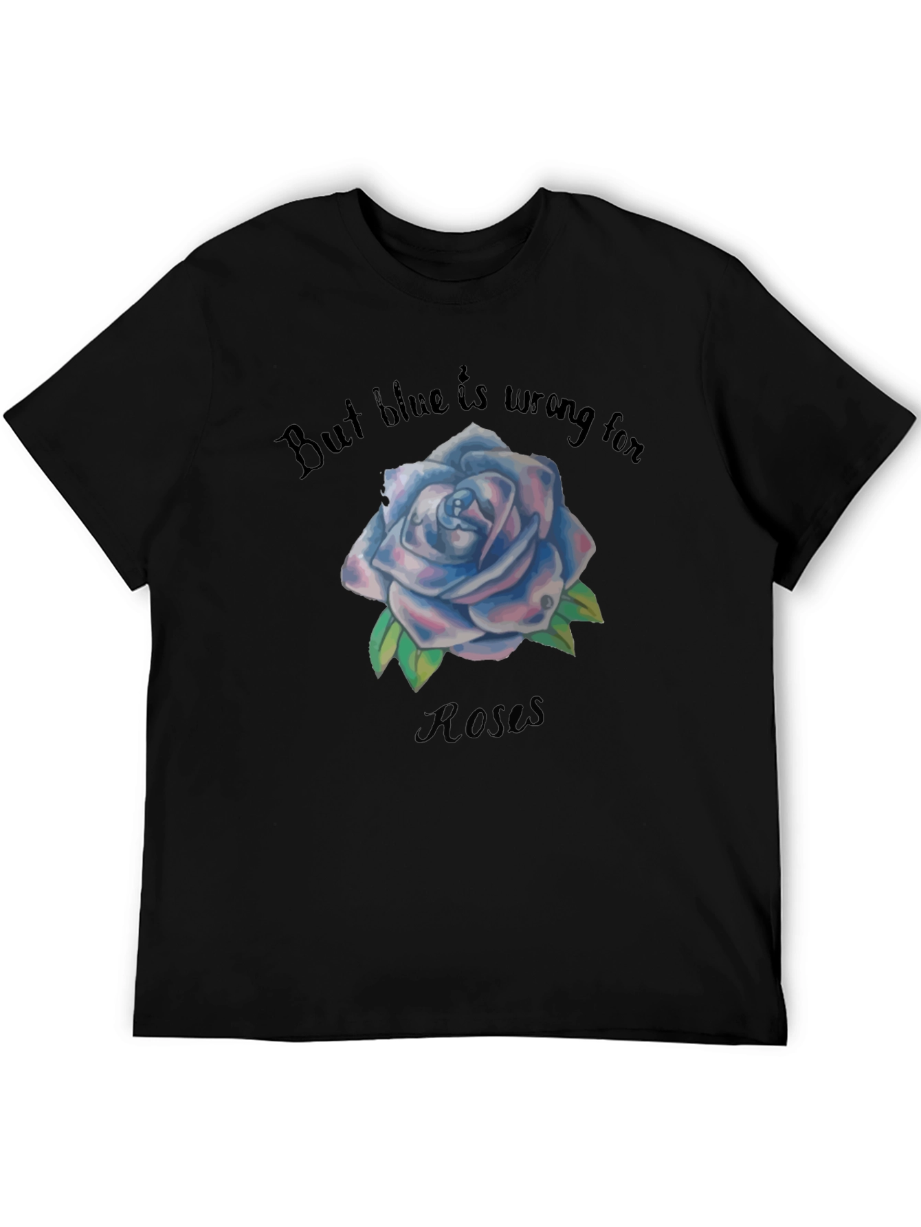 Blue Rose Graphic Black Tee