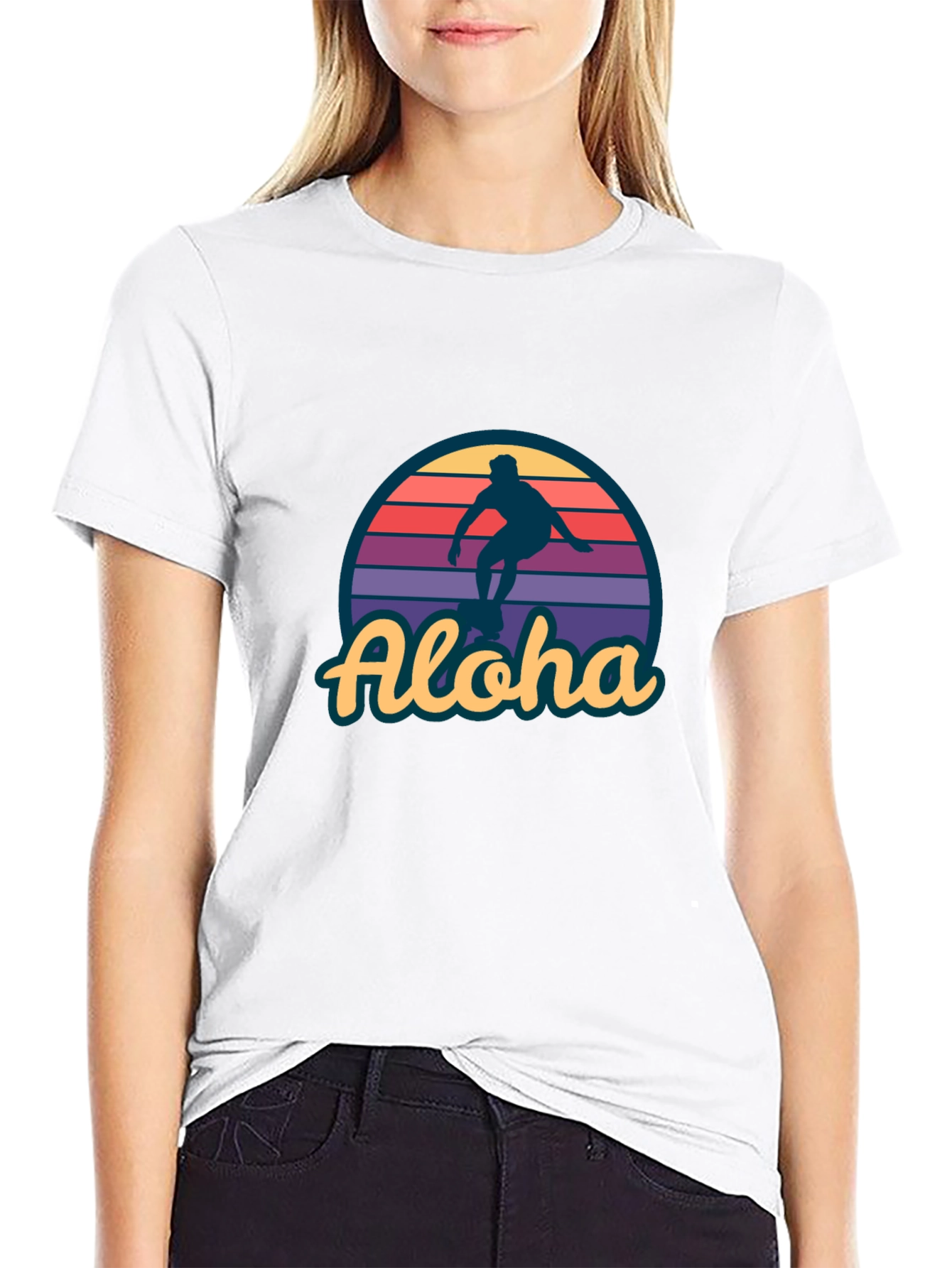 Aloha Surfer Graphic Tee - Retro Sunset Design