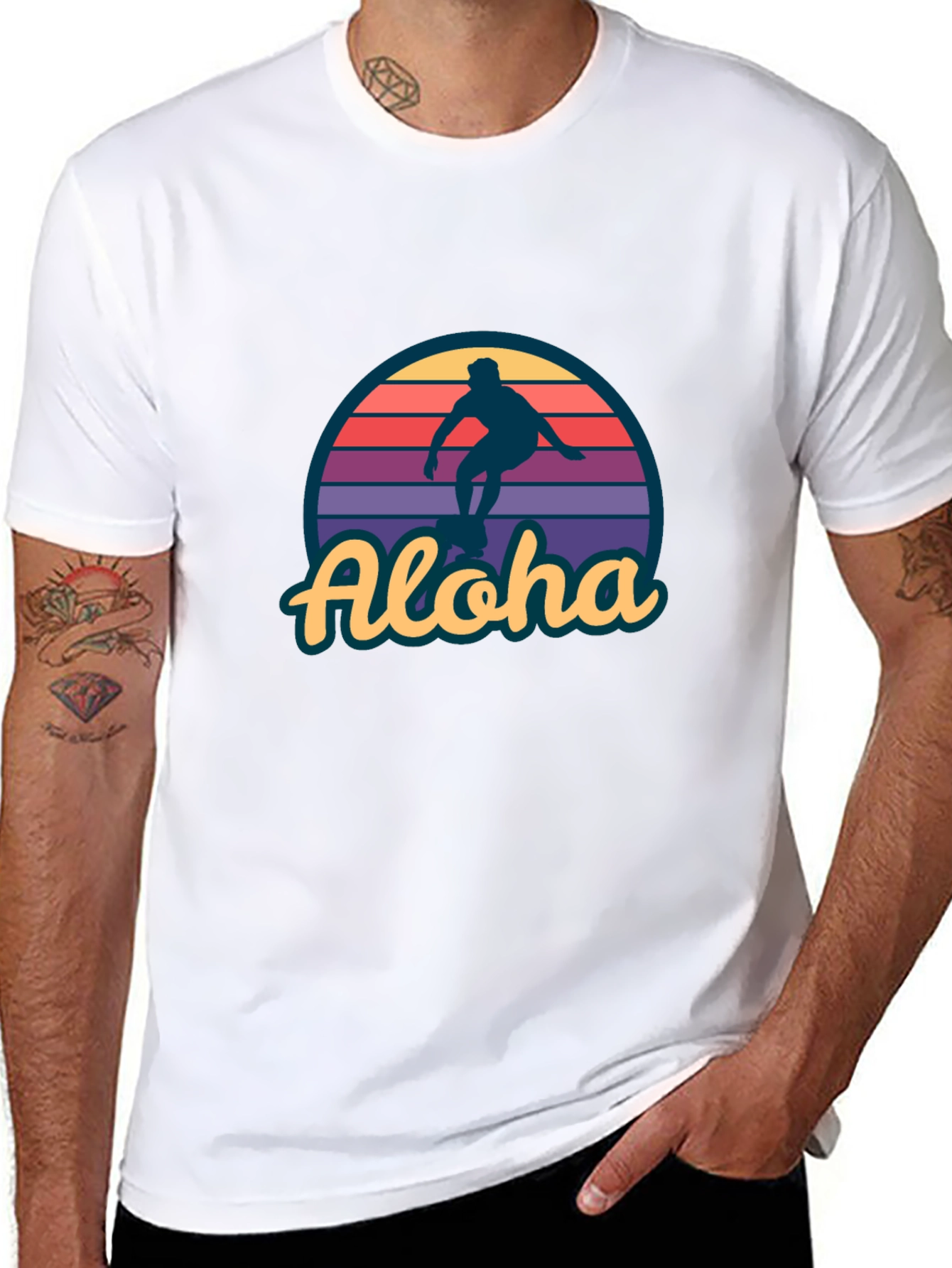 Aloha Surfer Graphic Tee - Retro Sunset Design