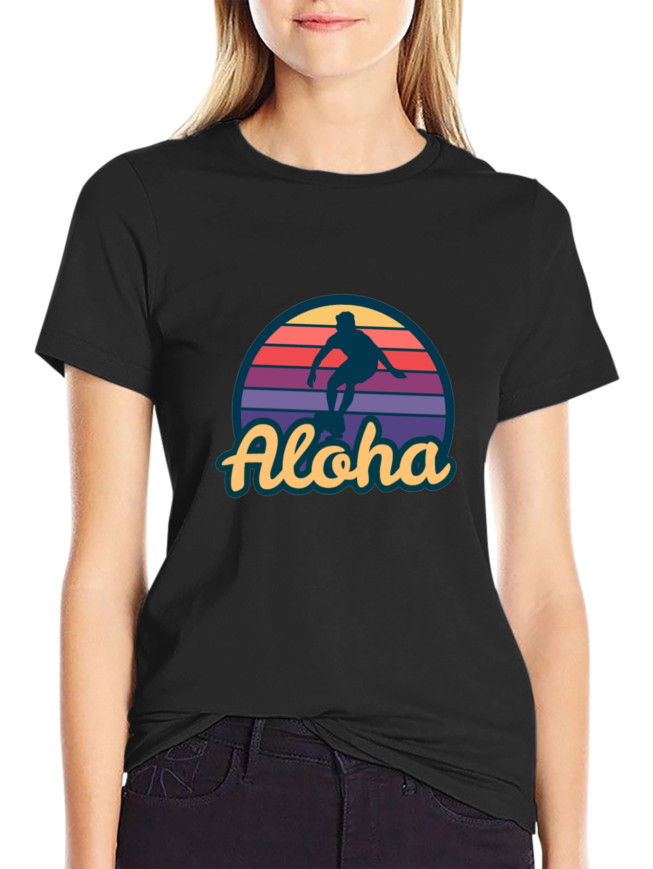 Aloha Surfer Graphic Tee - Retro Sunset Design
