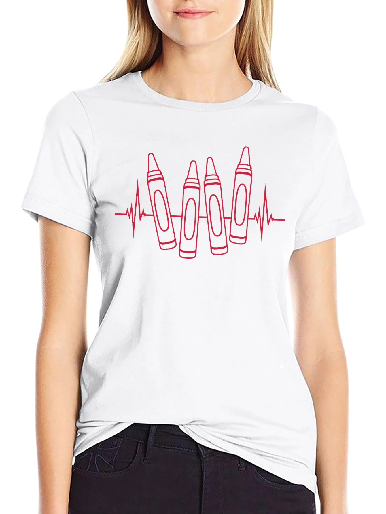 Crayon Heartbeat T-Shirt - Teacher Gift