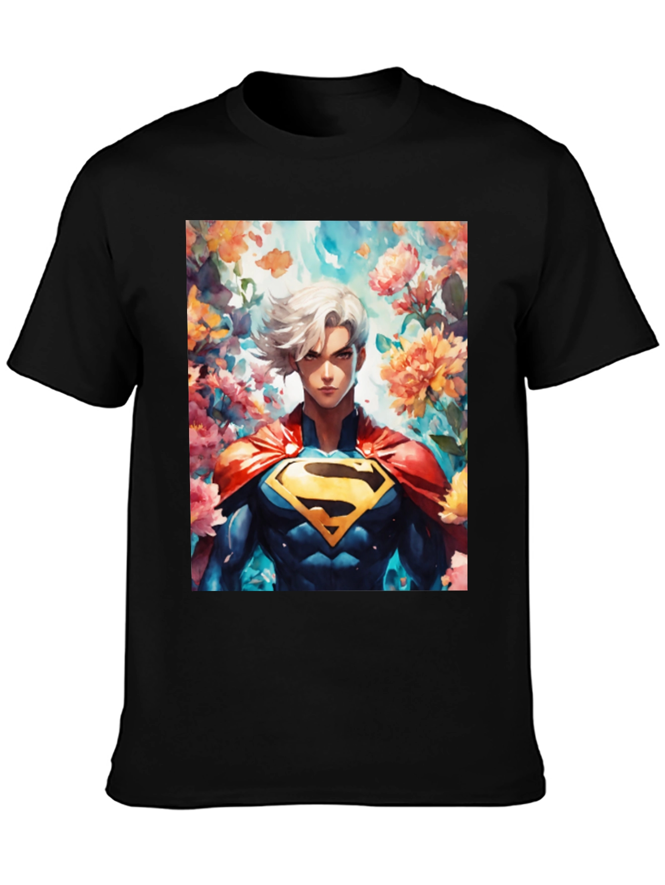 Anime Superman Graphic Tee - Black