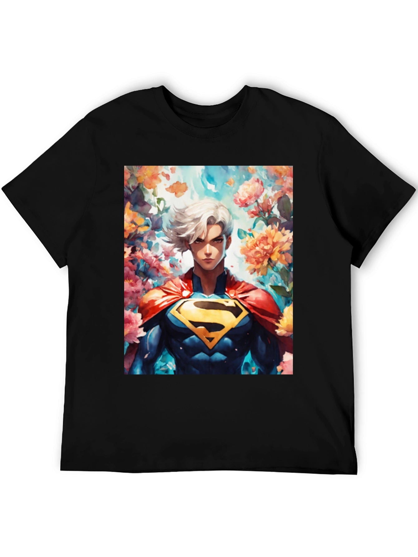 Anime Superman Graphic Tee - Black