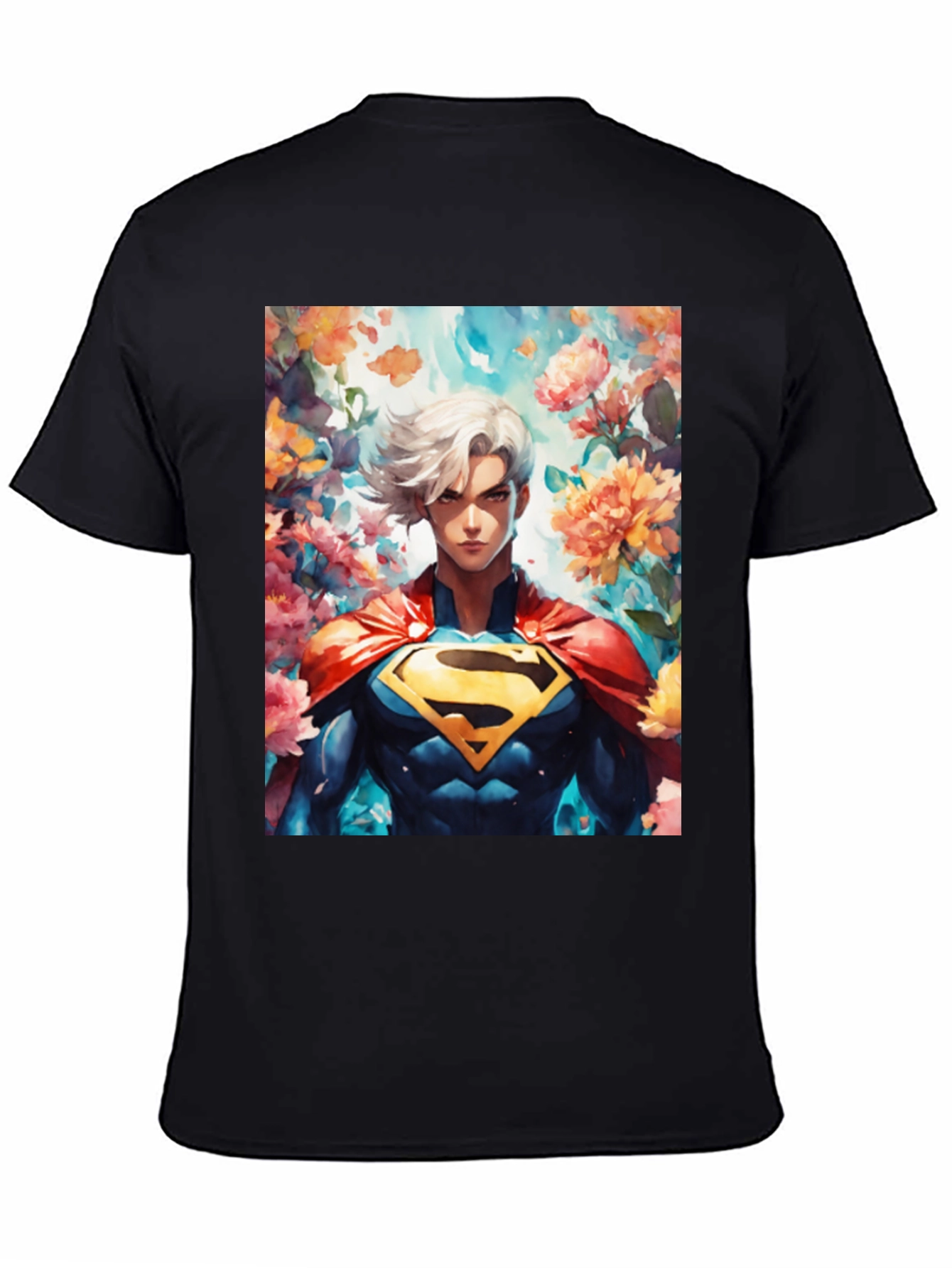 Anime Superman Graphic Tee - Black