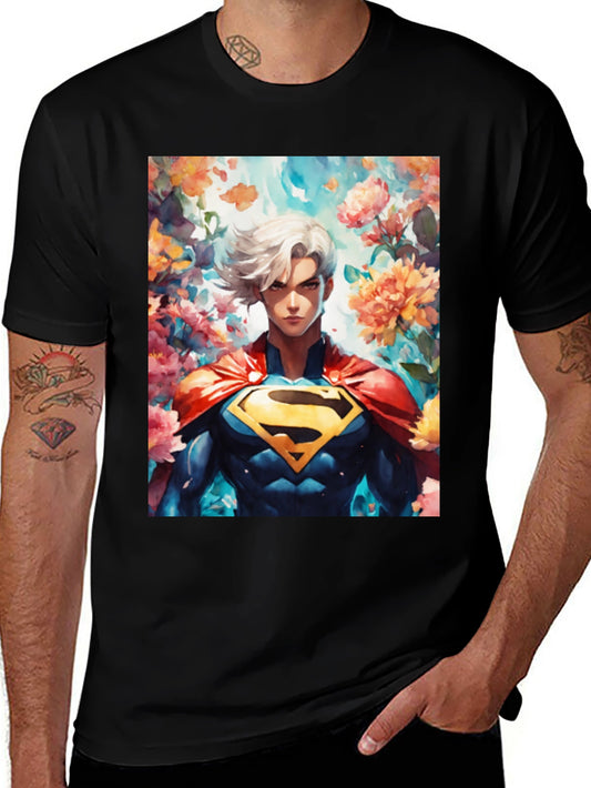 Anime Superman Graphic Tee - Black