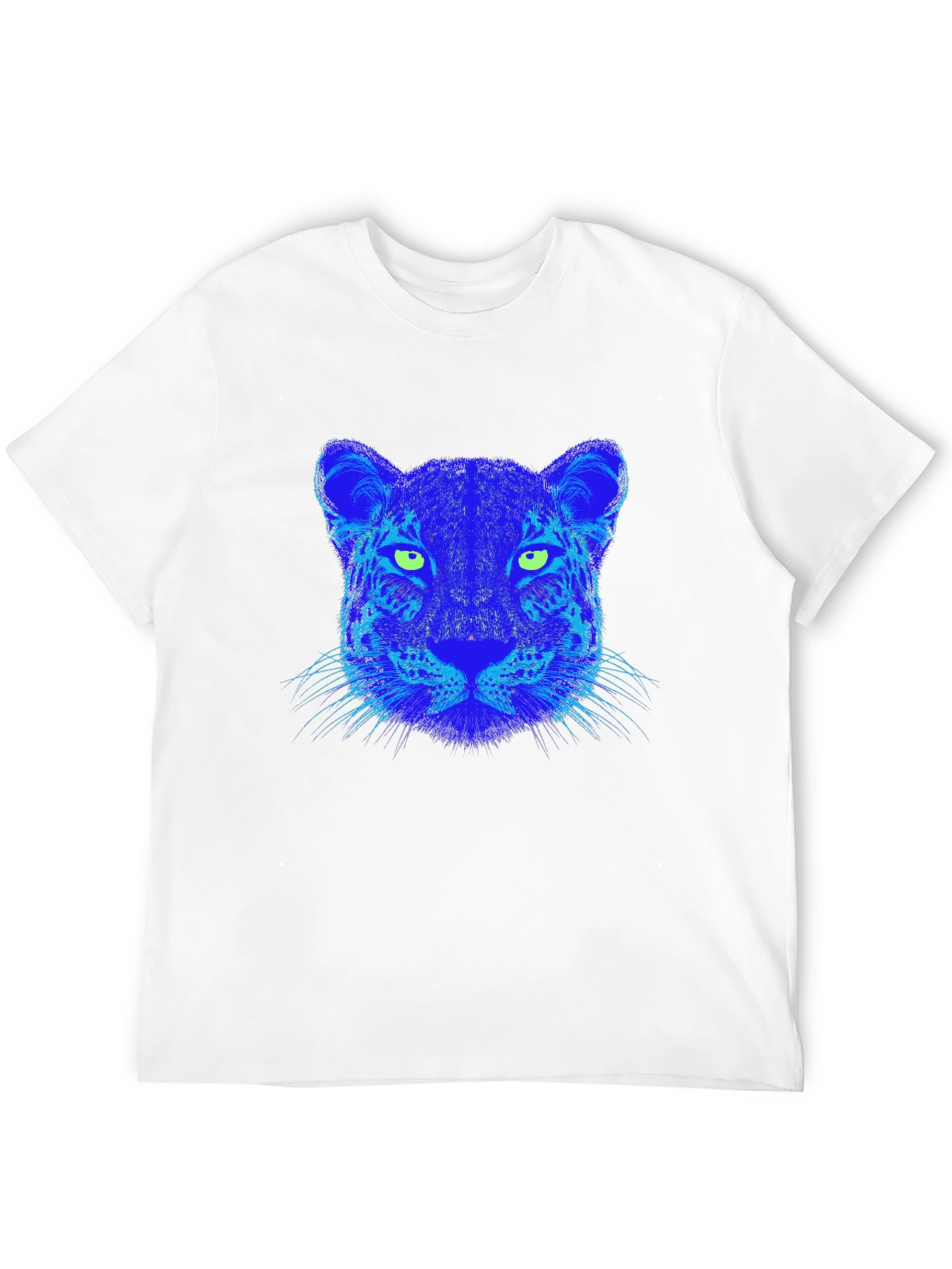 Blue Leopard Graphic Print Black T-Shirt