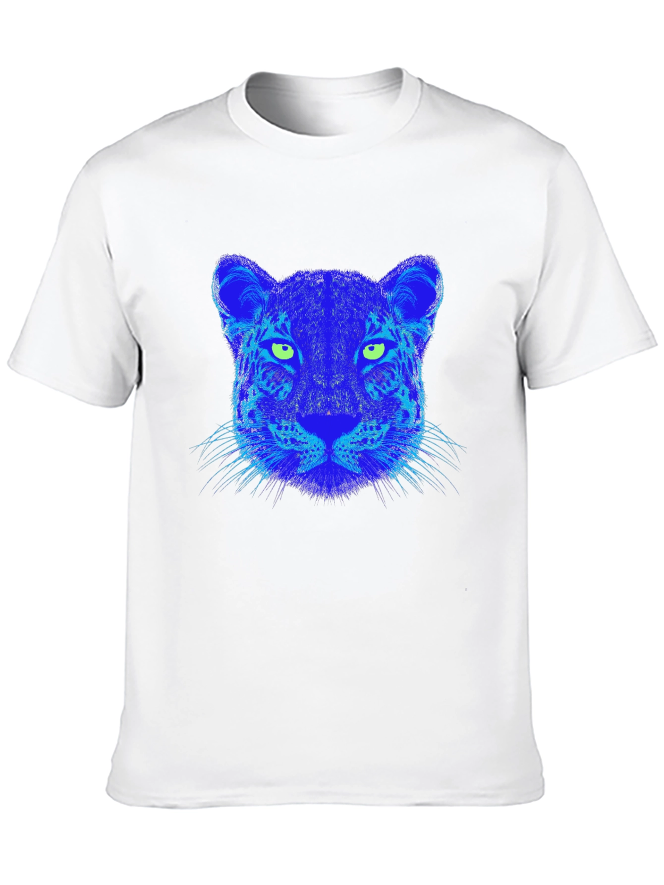 Blue Leopard Graphic Print Black T-Shirt