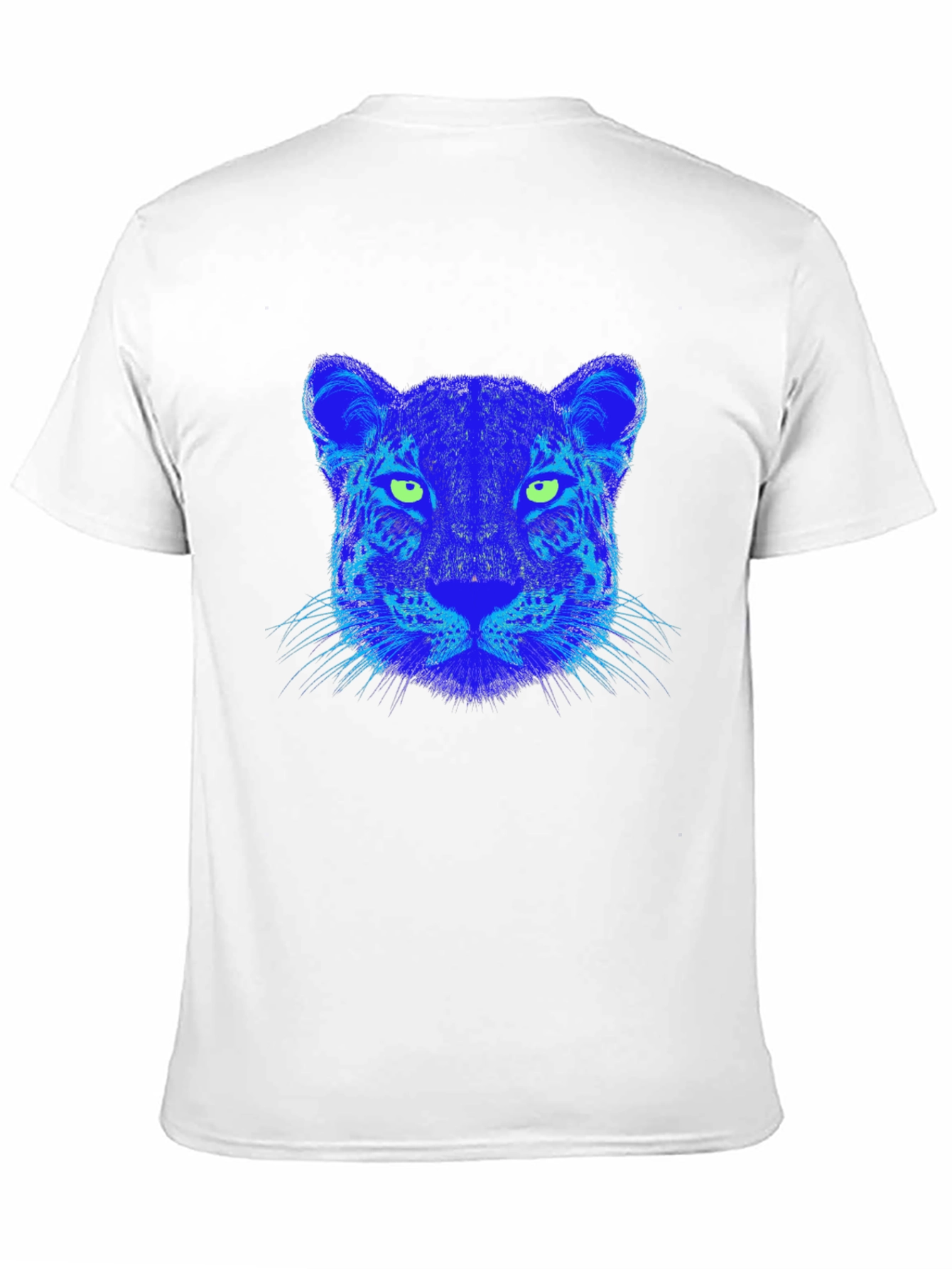 Blue Leopard Graphic Print Black T-Shirt