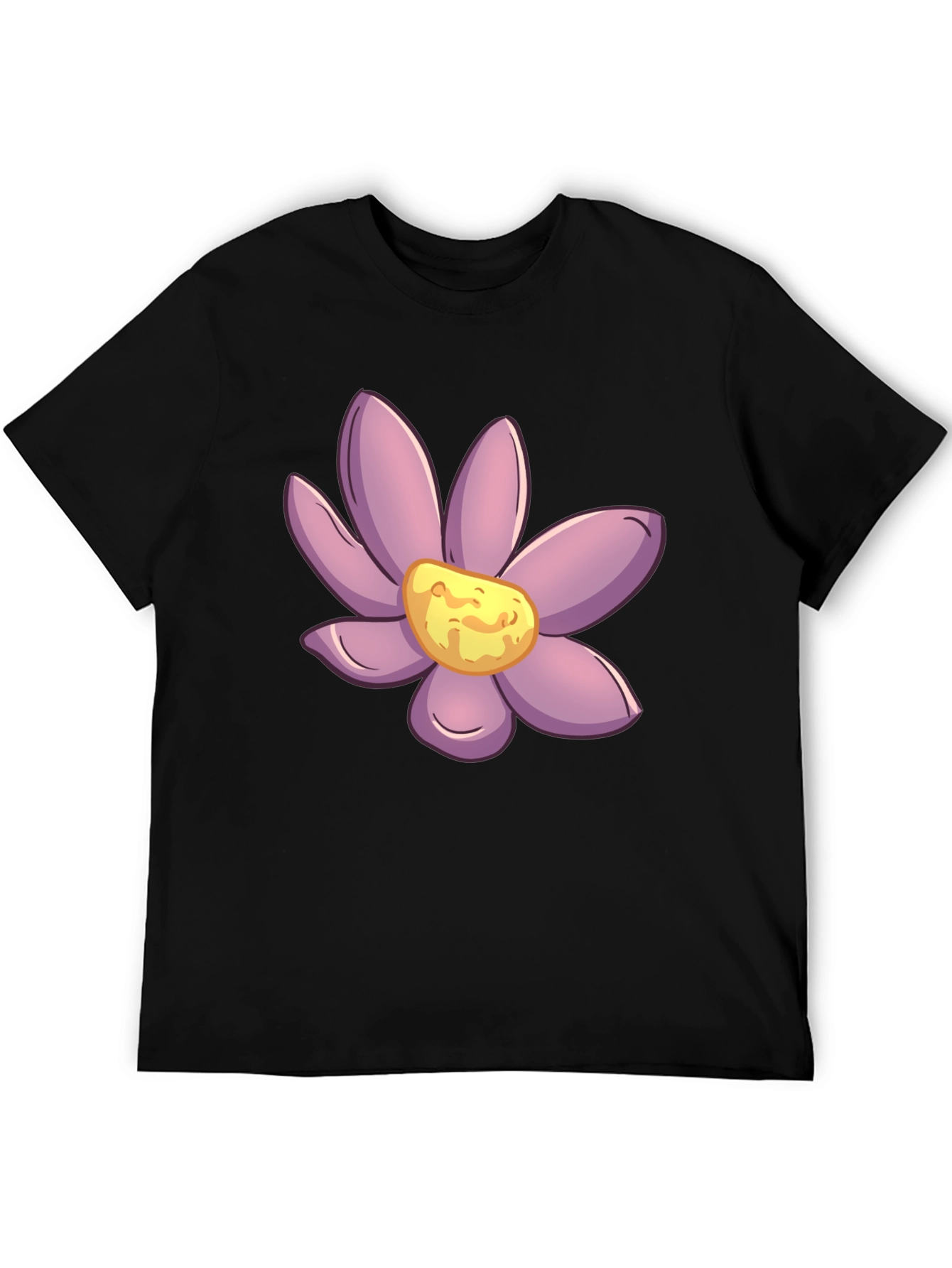 Floral Print Black Casual Tee